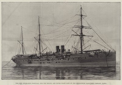 Lansering av en væpnet australsk passasjerdamper, Courier, ved Wallsend-on-Tyne (gravering) av English School