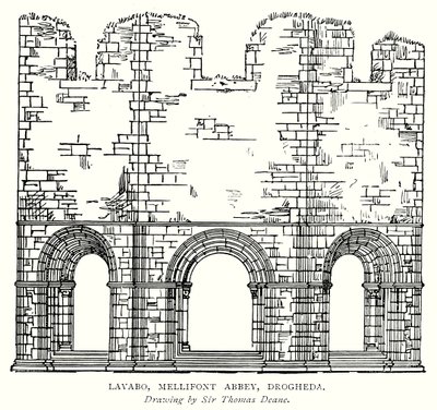 Lavabo, Mellifont Abbey, Drogheda (gravering) av English School