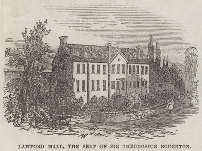 Lawford Hall, setet til Sir Theodosius Boughton (gravering) av English School