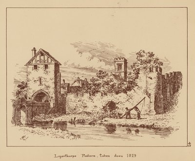 Layerthorpe Postern, tatt ned 1829 (litho) av English School