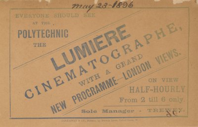 Brosjyre reklame Lumiere Cinematograph av English School
