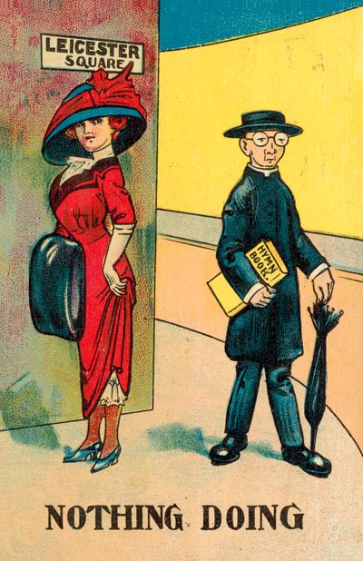 Leicester Square London, Nothing Doing (farge litho) av English School
