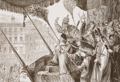 Leo X uttaler Bull of the Lords Steel, illustrasjon fra The History of Protestantism av James Aitken Wylie (1808-1890), pub. 1878 av English School