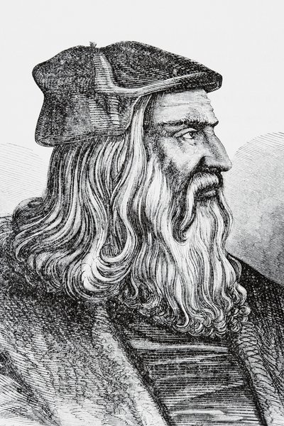 Leonardo Da Vinci (litho) av English School