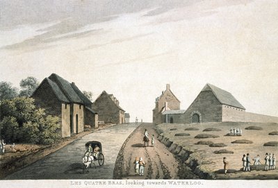 Les Quatre Bras, Blick Richtung Waterloo, veröffentlicht von R. Bowyer von English School