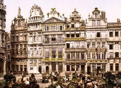 De gamle husene på Grand Place, Brussel (håndfarget bilde) av English School