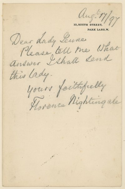 Brev fra Florence Nightingale av English School
