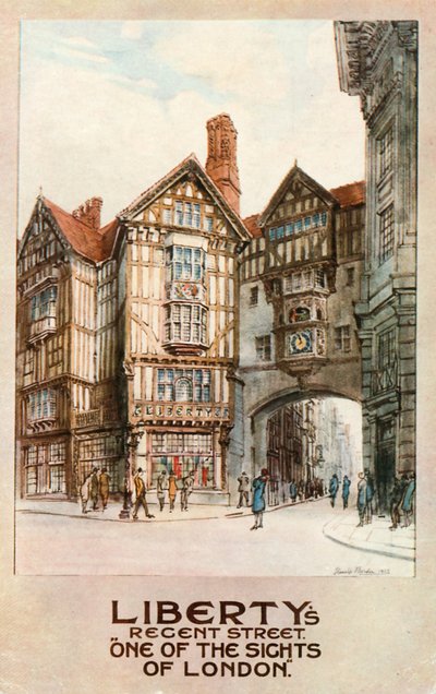 Liberty#39;s, Regent Street (fargelitografi) av English School