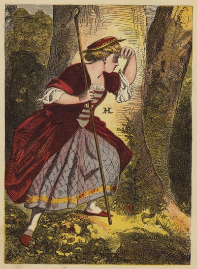 Little Bo-Peep (farget gravering) av English School