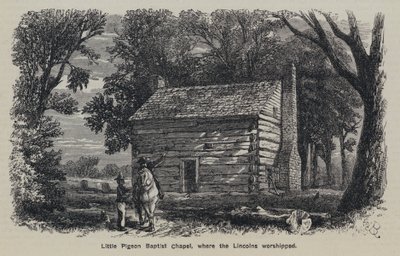 Little Pigeon Baptist Chapel, der Lincolns tilbad (gravering) av English School