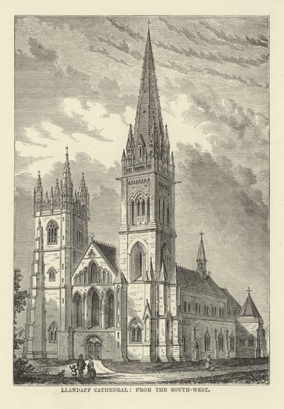 Llandaff Cathedral, fra sørvest av English School