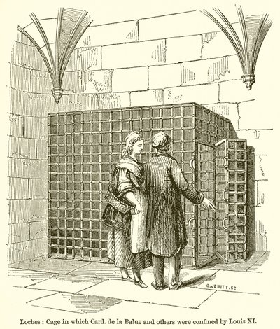 Loches: Bur i hvilket kort. de la Balue og andre ble innesperret av Louis XI av English School