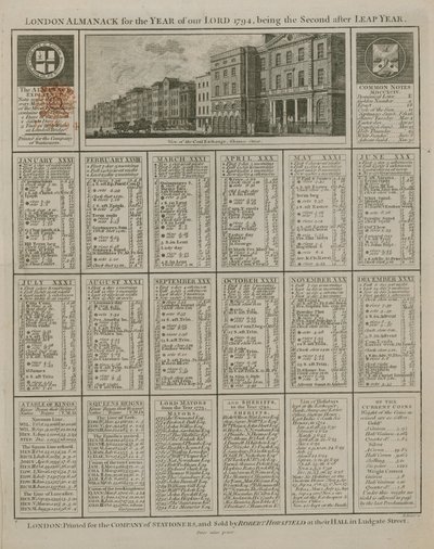 London-almanakk for vår Herres år 1794 av English School