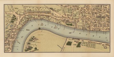 London på dronning Elizabeth Is tid (fargelitografi) av English School