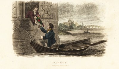 London-båtmann redder en snakkende papegøye som tilhører kong Henry VIII av England av English School