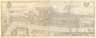 London i regjeringen til dronning Elizabeth I, en faksimile (redusert) av kartet av Aggas 1560 av English School