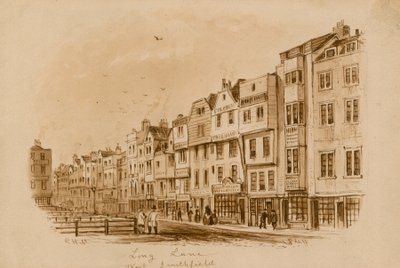 Long Lane, West Smithfield, 1840 (wc på papir) av English School