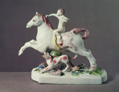 Longton Hall-figur av Cupid som rir på en hest, ca. 1755 (porselen) av English School
