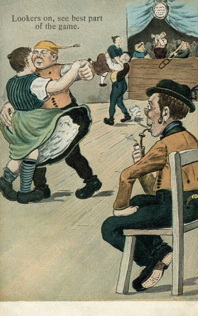 Tilskuere ser den beste delen av spillet (fargelitografi) av English School
