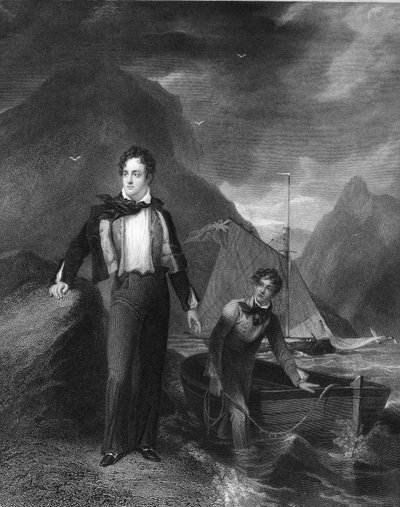 Lord Byron , engelsk poet (gravering) av English School