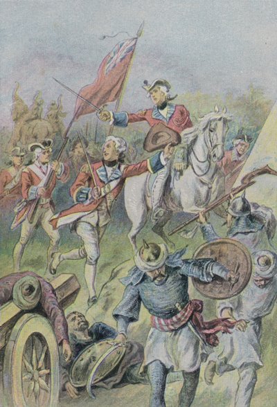 Lord Clive kommanderte britene i slaget ved Plassey, India, 1757 av English School
