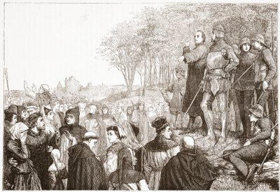 Lord Cobham at a Lollard Preaching, illustrasjon fra The History of Protestantism av James Aitken Wylie (1808-1890), pub. 1878 av English School
