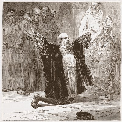 Lord Cobham før biskopene, illustrasjon fra The History of Protestantism av James Aitken Wylie (1808-1890), pub. 1878 av English School