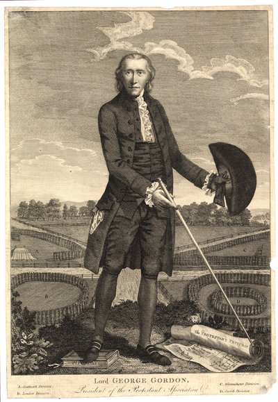 Lord George Gordon, president for den protestantiske foreningen av English School