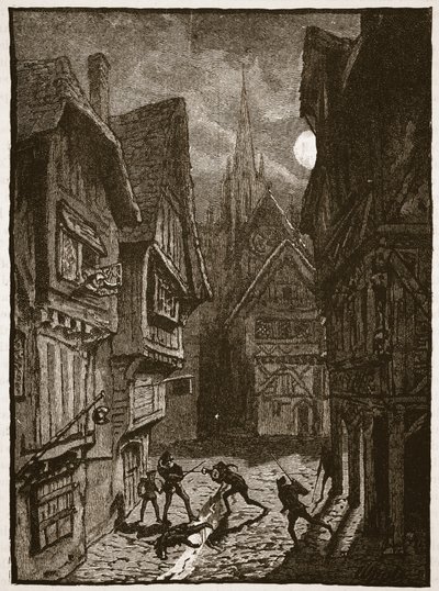 Lord Gray og hans tilhengere angriper jarlen av Southampton, illustrasjon fra Cassells Illustrated History of England (sepiafoto) av English School