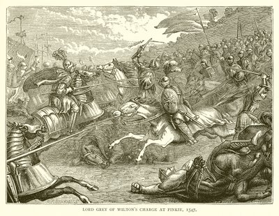 Lord Gray of Wiltons Charge ved Pinkie, 1547 av English School