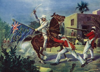 Lord Roberts kjempet mot to sepoyer over den britiske standarden ved Khudaganj, som han ble tildelt Victoria Cross for under det indiske mytteriet av English School