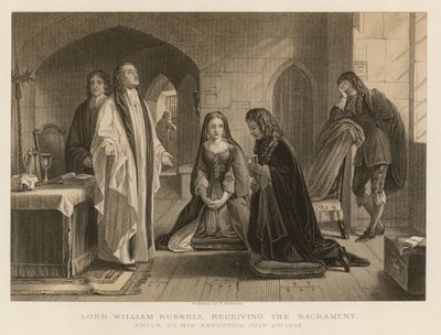 Lord William Russell mottok nadverden før han ble henrettet, 21. juli 1683 (gravering) av English School