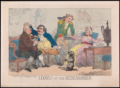 Lords of the Bedchamber, pub. 1784 (håndfarget gravering) av English School