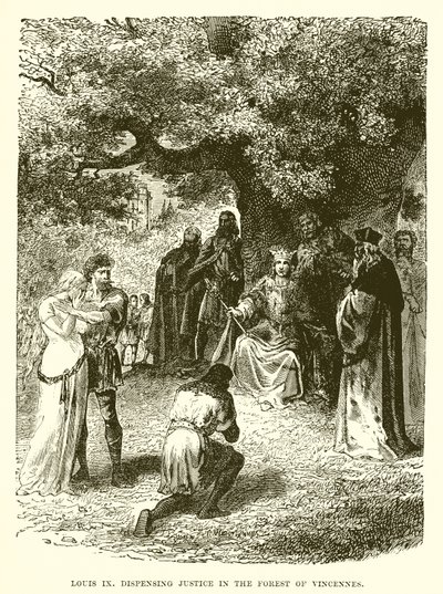 Louis IX utdeler rettferdighet i Vincennes-skogen av English School