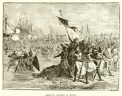 Louis IX lander i Egypt av English School