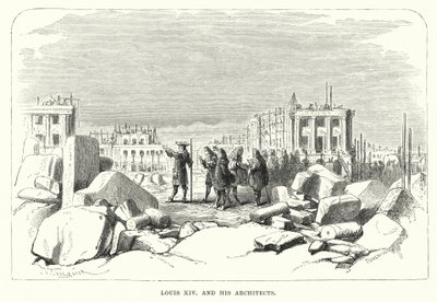 Louis XIV og hans arkitekter (gravering) av English School