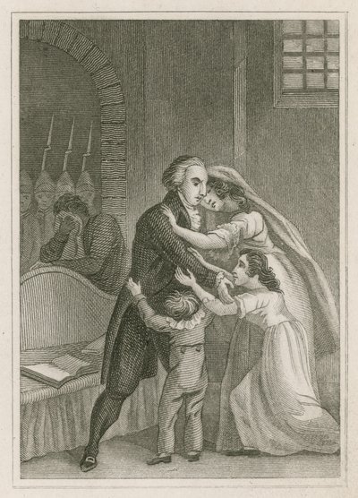 Louis XVI av Frankrike tok avskjed med familien sin, 1793 av English School