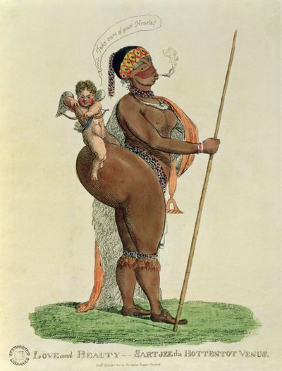 Kjærlighet og skjønnhet - Sartjee the Hottentot Venus, 1810 av English School