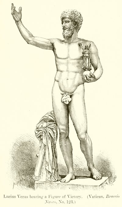 Lucius Verus bærer en seiersfigur. (Vatikanet, Braccio Nuovo. nr. 123) av English School