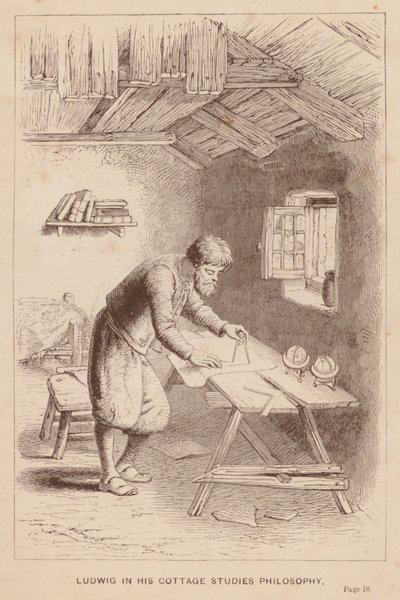 Ludwig studiert Philosophie in seiner Hütte von English School