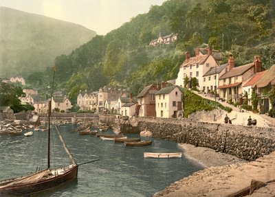 Lynmouth Harbor (håndfarget bilde) av English School
