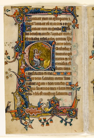 MS 1-2005, fol. 207v: Isaiah Praying, historisk innledning a fra Macclesfield Psalter, Use of Sarum, East Anglia, ca. 1330 av English School
