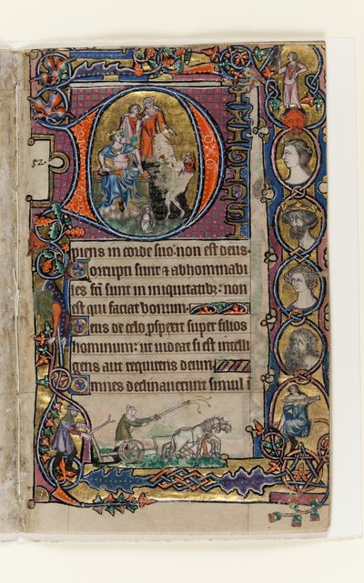 MS 1-2005, fol. 77r: David and the Fool, historisk initial fra Macclesfield Psalter, Use of Sarum, East Anglia, ca. 1330 av English School