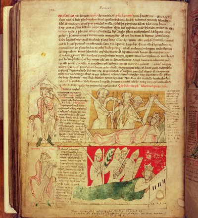 MS CCC 157 s.382 Visjonene drømt av kong Henry I i Normandie i 1130, fra Worcester Chronicle, c.1130-40 (vellum) av English School