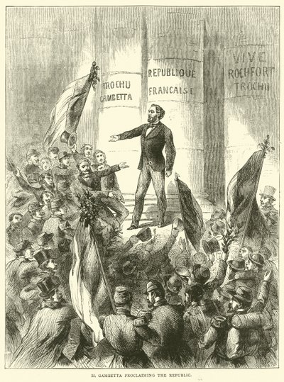 M Gambetta proklamerte republikken, september 1870 av English School