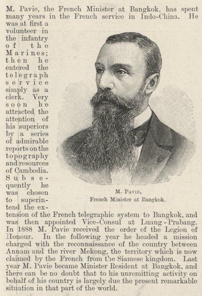 M Pavie, fransk minister i Bangkok (gravering) av English School