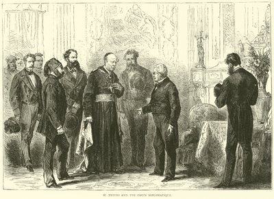 M Thiers og det diplomatiske korps, mars 1871 av English School