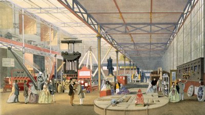 Machinery, fra Dickinsons Comprehensive Pictures of the Great Exhibition of 1851 publisert 1854, fargelitografi av English School