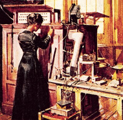 Madame Curie i laboratoriet hennes av English School