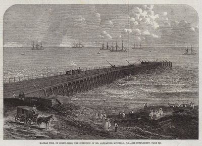 Madras Pier, on Screw-Piles, oppfinnelsen av Alexander Mitchell, CE (gravering) av English School